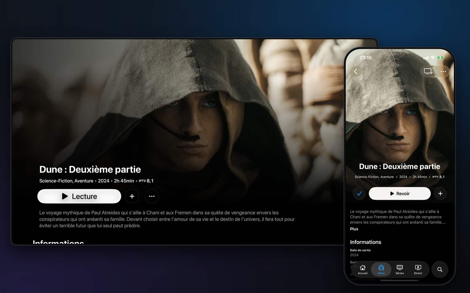 Noza IPTV screen: Cast to TV